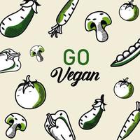 ga vegan belettering poster met groenten patroon vector