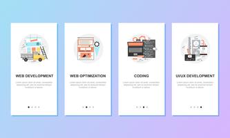 Onboarding-schermen voor het concept van mobiele app-sjablonen vector