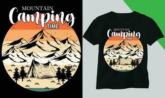 berg camping tijd t overhemd ontwerp vector