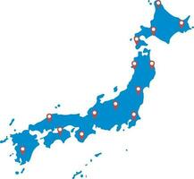 Japan Oppervlakte kaart land van Japan, kaart van Japan Oppervlakte kaarten vector illustratie