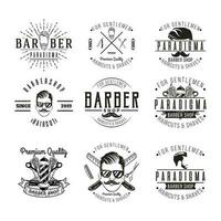 reeks van wijnoogst kapper winkel logo, etiketten, badges en ontwerp element vector