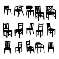 reeks van divers houten stoelen silhouet vector, meubilair silhouet symbool vector