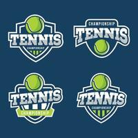 tennis embleem, illustratie, logotype verzameling, modern lijn stijl, groen kleur vector