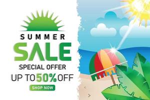 zomer verkoop strand groene zonneschijn promotie banner of poster vector