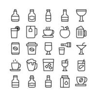 drank icon set vector lijn voor website mobiele app presentatie sociale media geschikt voor gebruikersinterface en gebruikerservaring