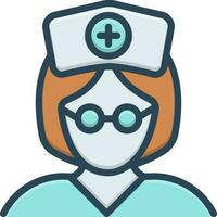 kleur icoon voor verpleegster vector