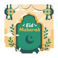 eid mubarak ketupat concept vector