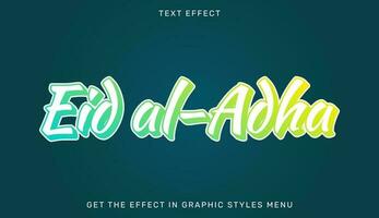 eid al-adha bewerkbare tekst effect in 3d stijl vector