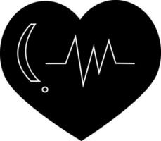 vlak stijl zwart en wit hart cardiogram. vector