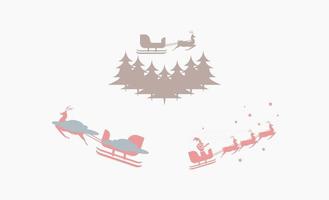 kerstboom santa rijden op een slee en rendieren pictogram ontwerp vector