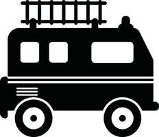 zwart en wit icoon van geïsoleerd noodgeval brand vrachtwagen. vector