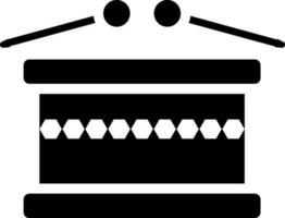 zwart en wit icoon van trommel met stokken. vector