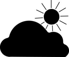 zwart wolk met zon in vlak stijl. vector