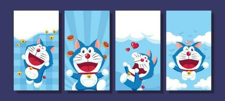 schattig blauw kat sociaal media verhaal vector