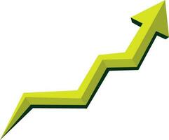 3d stijgende lijn pijl in groen kleur. vector