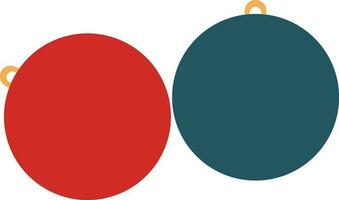 rood en blauw twee ballen Kerstmis icoon. vector