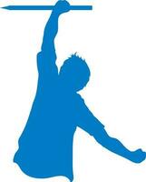 blauw illustratie van een Mens met wicket stomp voor krekel. vector