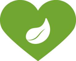 hart met blad icoon voor natuur, liefde concept. vector