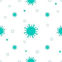 corona virus naadloos patroon met blauwe en groene virussen van de bacterie coronavirus vector