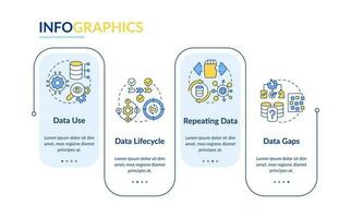 informatie bestuur strategie rechthoek infographic sjabloon. gegevens visualisatie met 4 stappen. bewerkbare tijdlijn info grafiek. workflow lay-out met lijn pictogrammen vector