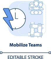 mobiliseren teams licht blauw concept icoon. productief medewerking. levering keten prioriteit abstract idee dun lijn illustratie. geïsoleerd schets tekening. bewerkbare beroerte vector