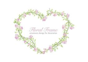 hart vorm met bloem en bloemen bladeren gebladerte ornament vector