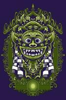 illustratie van barong Bali batik groen afbeeldingen naar worden gedrukt op hoodies, t-shirts en stickers vector