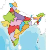 vector geïllustreerd blanco kaart van Indië met staten en territoria en administratief divisies, en naburig landen. bewerkbare en duidelijk gelabeld lagen.