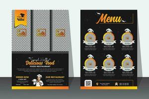 restaurant cafe menu, sjabloon ontwerp. voedsel flyer.snel voedsel restaurant menu sociaal media afzet web banier sjabloon ontwerp. pizza, hamburger en gezond voedsel bedrijf online Promotie folder vector