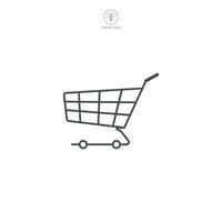 een vector illustratie van een boodschappen doen kar icoon, vertegenwoordigen handel, kleinhandel, of online winkelen. perfect voor e-commerce platformen, aankoop, of uitchecken symbolen