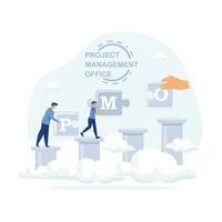 pmo - project beheer kantoor acroniem, bedrijf concept achtergrond, vlak vector modern illustratie