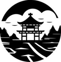 Japan - zwart en wit geïsoleerd icoon - vector illustratie