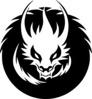 draak - zwart en wit geïsoleerd icoon - vector illustratie