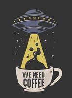 ufo en koffie vector