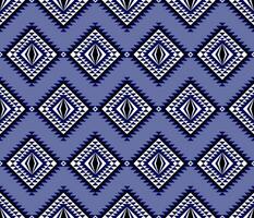 borduurwerk Indisch aztec etnisch patroon in wit en indigo vector