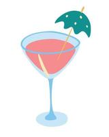 cocktail met paraplu zomer tropische cocktail geïsoleerde vector illustratie plat ontwerp