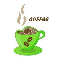 vector illustratie van een kop met heet koffie en rook. stimulerend ontbijt drinken
