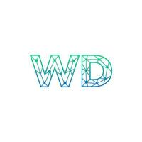 abstract brief wd logo ontwerp met lijn punt verbinding voor technologie en digitaal bedrijf bedrijf. vector