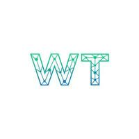 abstract brief wt logo ontwerp met lijn punt verbinding voor technologie en digitaal bedrijf bedrijf. vector