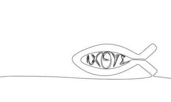 ichthys of ichthus schetsen. een lijn doorlopend hand- tekening. schets, lijn kunst vector illustratie.