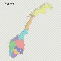 geïsoleerd gekleurde kaart van Noorwegen vector