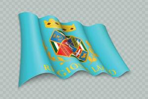 3d realistisch golvend vlag van lazio is een regio van Italië vector