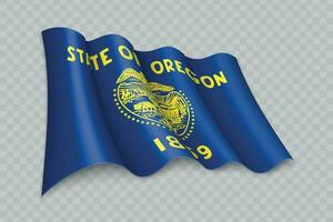 3d realistisch golvend vlag van Oregon is een staat van Verenigde staten vector