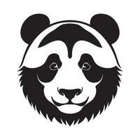 panda hoofd zwart en wit vector icoon