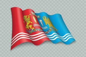 3d realistisch golvend vlag van ivanovo oblast is een regio van Rusland vector