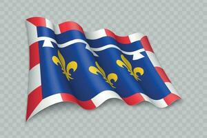 3d realistisch golvend vlag van middenval de loire is een regio van Frankrijk vector