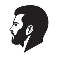 Mens hoofd silhouet, gezicht awith baard mode icoon vector