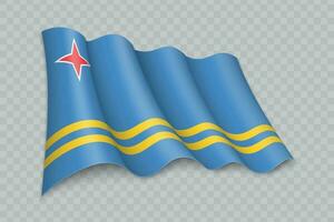 3d realistisch golvend vlag van aruba vector