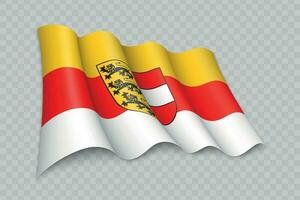 3d realistisch golvend vlag van Karinthië is een staat van Oostenrijk vector