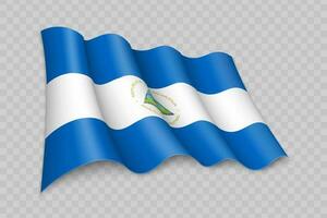 3d realistisch golvend vlag van Nicaragua vector